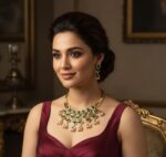 AD-Brass-Choker-Latkan-with-Earrings-Dark-Green