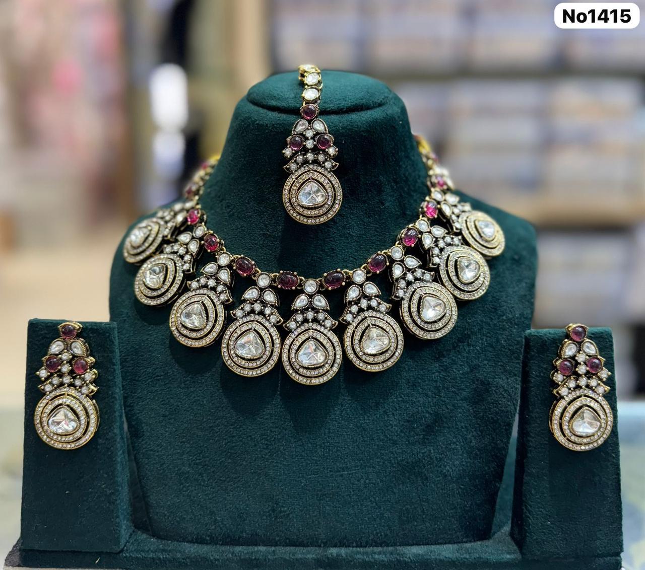AD Choker Earrings with tikka