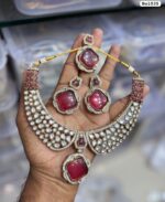 AD-Choker-with-Earrings-and-Tikka-Reddish-Purple