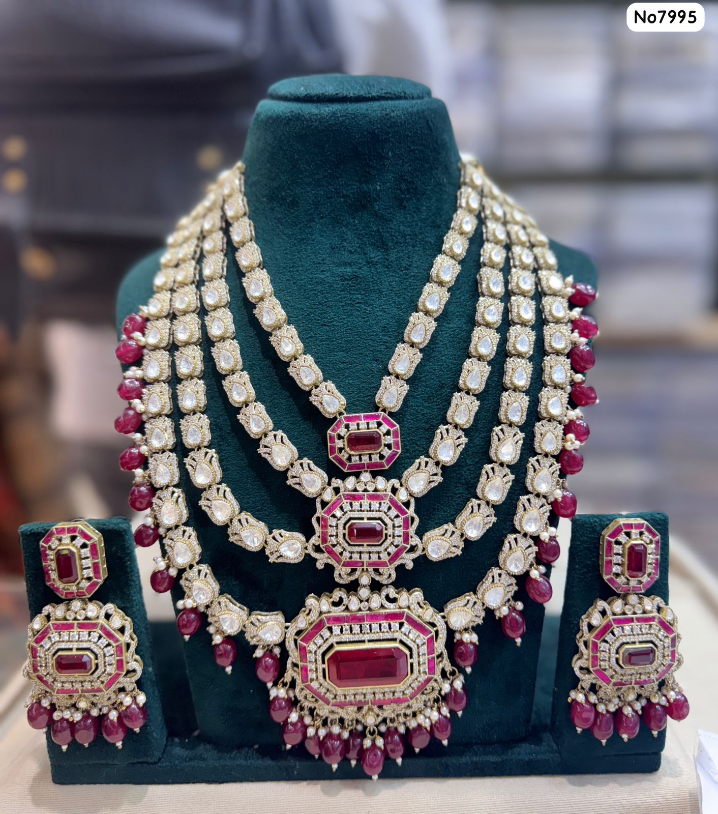 AD-Heavy-Necklace-3-layer-Jhoomka-Reddish-Purple