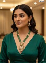 AD-Kundan-Long-Necklace-with-Earrings-Full-Dark-Green