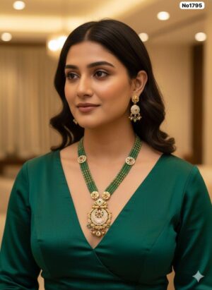 AD-Kundan-Long-Necklace-with-Earrings-Full-Dark-Green