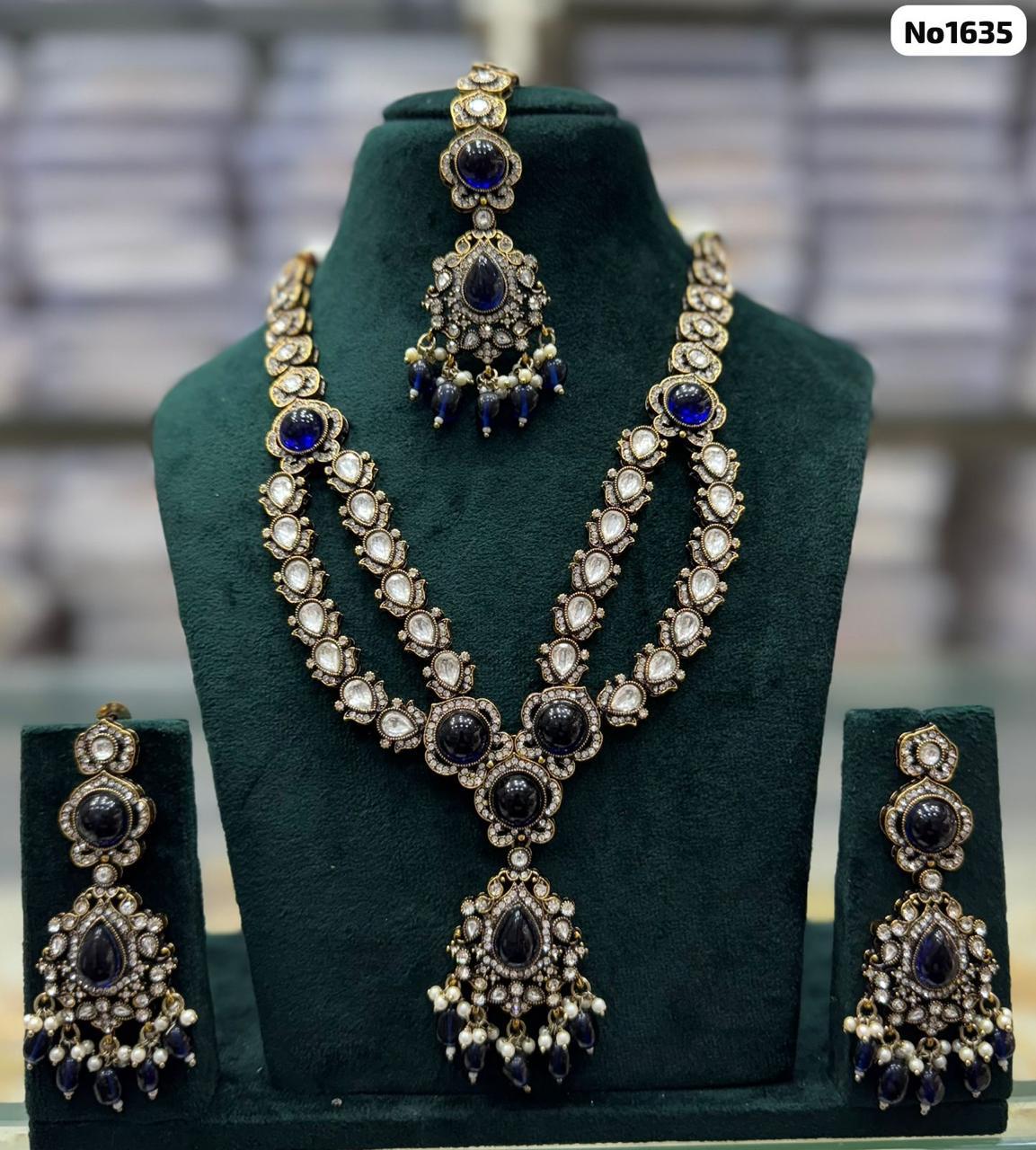 AD-Long-Necklaces-Blue-Stone-Earrings-with-Tikka