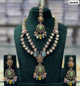 AD-Long-Necklaces-Multi-Coloue-Stone-Earrings-with-Tikka