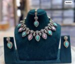 AD-Short-Necklace-with-Earrings-and-Tika-Light-Pink-and-Light-Blue