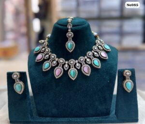 AD-Short-Necklace-with-Earrings-and-Tika-Light-Pink-and-Light-Blue