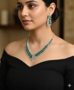 AD-Choker-with-Earrings-Dark-Green-Silver