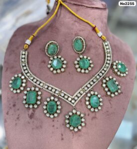 AD-Choker-with-Earrings-Greenish-Blue