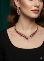 AD-Choker-with-Earrings-Magenta-Gold