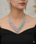 AD-Choker-with-Earrings-PinkGreenSilver