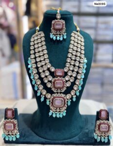 AD-Kundan-Jewelry-with-Earrings-and-Tikka-Light-Crystal-Blue