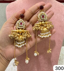 Kashmir-Earrings-with-White-Pearls-Red