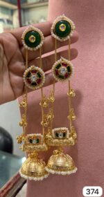 Kashmiri-earrings-Dark-Green-with-Jomkha