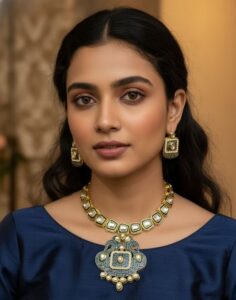 Kundan-Meenakari-Choker-with-Earrings-Blue