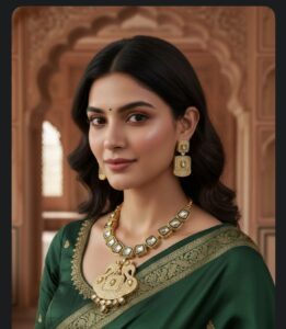 Kundan-Meenakari-with-Earrings-Choker-Golden