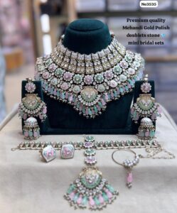 Kundan-bridal-set-with-Earrings-and-Tikka-Multi-Colour