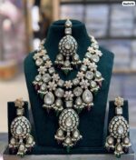 Meenakari-Beads-Necklace-Set-with-Earrings-and-Tikka-Brown-and-Dark-Green