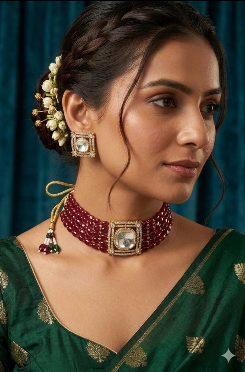 Beaded-Choker-Necklace-Marron