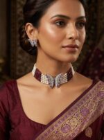 Butterfly-Pearl-Choker-Necklace-Brown