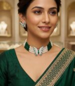 Butterfly-Pearl-Choker-Necklace-Dark-Green