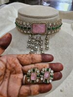Kundan-Choker-Necklace-Set-Baby-Pink