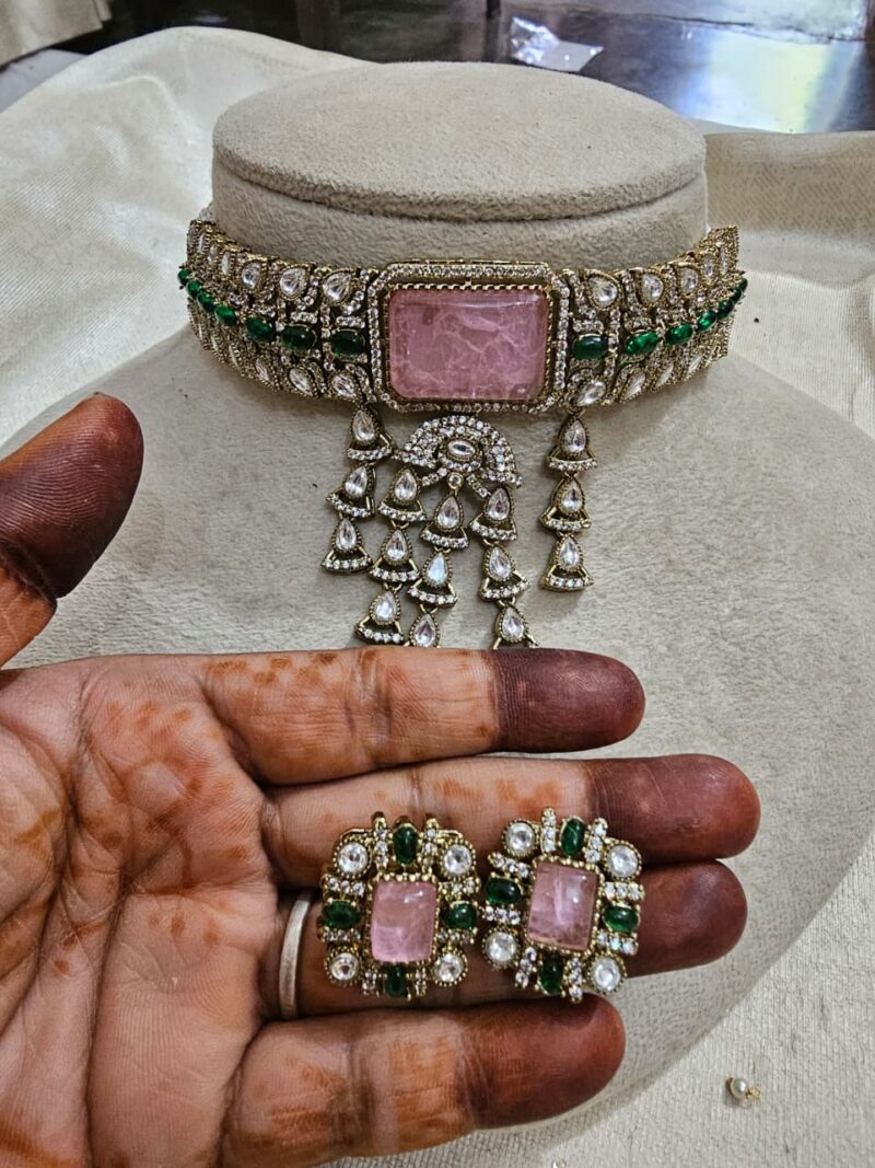 Kundan-Choker-Necklace-Set-Baby-Pink