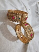 Traditional-Kundan-Brass-Bridal-Kada-Bright-Pink-and-Dark-Green
